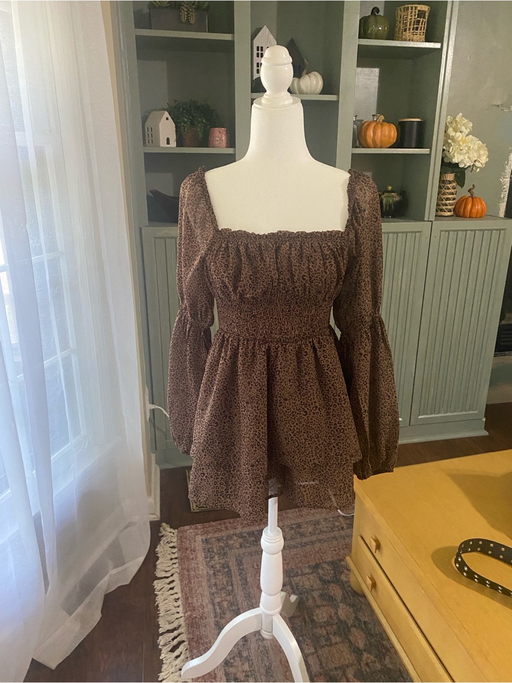 Leopard print mini romper